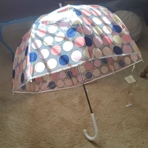 New Macy's polka-dot clear umbrella